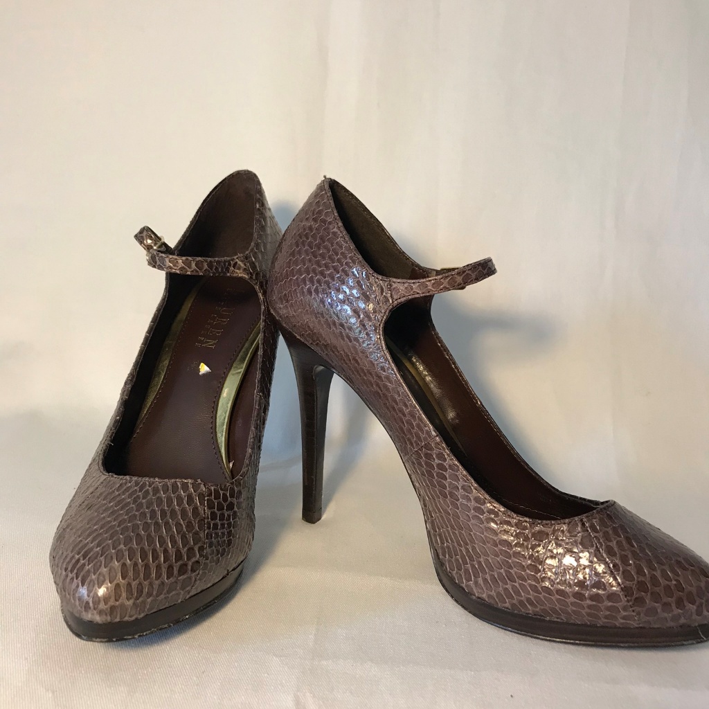Ralph Lauren Brown Snakeskin Heels
